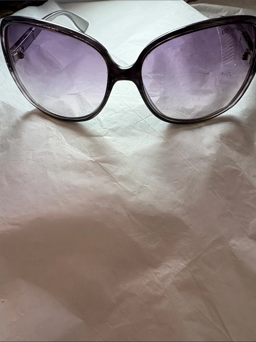 Emporio Armani Women's Oversized Sunglasses with Lavender Gradient Lenses